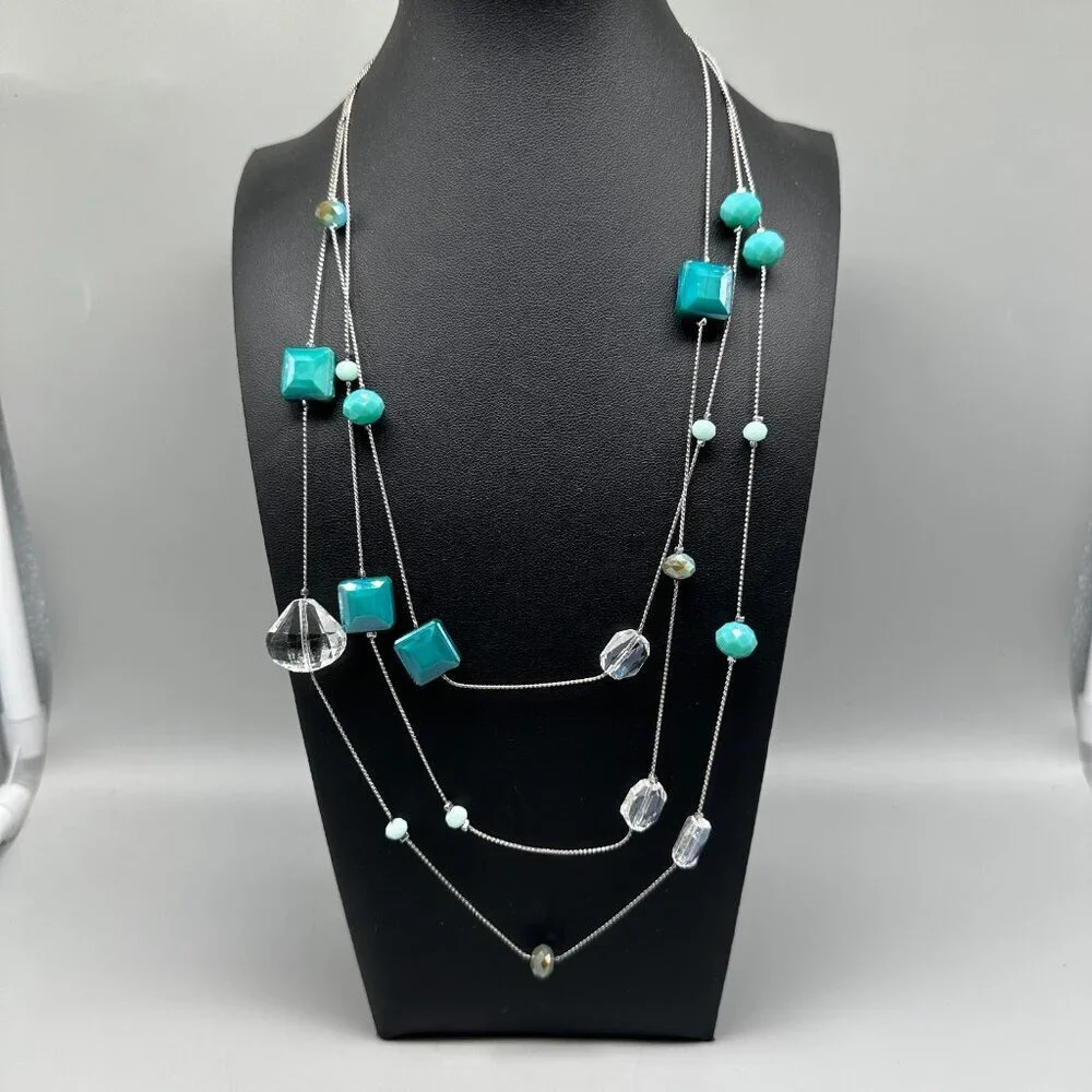 Charming Charlie Necklace Lot Multi Strand Silver Gold Tone Beaded Statement